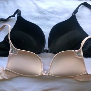 Bundle of 32B Push-up Bras, Victoria’s Secret and Aerie, black and pink